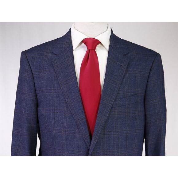 Karl Lagerfeld Paris Navy Blue Windowpane 2-Btn Wool Suit 42R - Picture 3 of 10